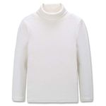 CUNYI Kids Turtleneck Long Sleeve Soft Cotton T-Shirts Boys Girls Solid Color Warm Tops, Off-White, 150