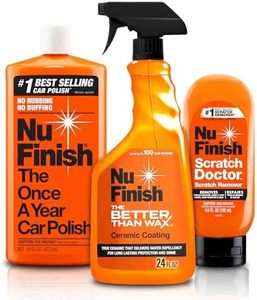 Nu Finish Exterior Finish Detailing Kit, Car Care Kit Protects Car Exterior, Includes Nu Finish Scratch Doctor Car Scratch Remover, Better Than Wax Ceramic Coating and Once A Year Car Polish, 3 Count