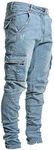 Pantete Mens Slim Fit Jeans 7 Pockets Stretch Skinny Denim Pencil Pants Nova Fashion, Blue, 33