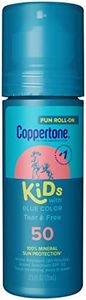 Coppertone Kids Roll On Sunscreen Lotion SPF 50, Kids Sunscreen with Blue Color, Tear Free Sunscreen with Zinc Oxide Sun Protection, 2.5 Fl Oz Tube