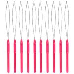 SAVITA 10pcs Hair Extension Loop Needle Threader Pulling Hook Bead Device Micro Links Hair Extensions Kit for Hair Styling Tools Accessory (Magenta)