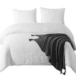 DuShow White King Duvet Cover Seersucker Textured 3 Pieces Duvet Cover Set Soft Duvet Cover and Pillowcase Set Hotel Quality Natural Duvet Cover With Zipper Solid Cozy Bedding Set(White,King)