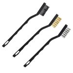 Lmyzcbzl Mini Wire Brush, 3 Pcs Small Wire Brushes, Wire Brush Set, Tainless Steel Brass and Nylon Bristles, for Cleaning Masonry, Stove, Sink, Dust and Rust