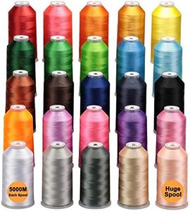 New brothreads - 25 Basic Colors of Huge Spool 5000M Polyester Embroidery Machine Thread for Commercial and Domestic Embroidery Machines