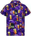 V.H.O. Funky Hawaiian Shirt, Shortsleeve, Beerbottle, Purple, XL