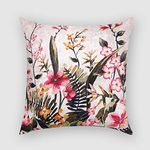 TH TASSELED HOME Floral Modern Chic Designer Decorative Crushed Velvet Cushion Cover (12x12 Inches, Autumn)