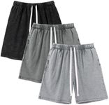 Gihuo Mens Sweat Shorts Cotton Athletic Shorts Vintage Acid Wash Elastic Waist Drawstring Workout Shorts with Pockets(BlackDarkGreyLightGrey-XL)