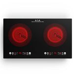 VBGK Electric Cooktop,110V 2200W Double Induction Cooktop, Built-in Electric Stove Top, Electric Stove Burner with LED Touch Screen,9 Heating Level Cooktop