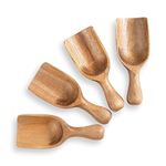 GinSent Wood Coffee Scoop-4 Pieces Small Measuring Spoons for Ground Coffee,Tea,Sugar,Seasoning-Multipurpose Wooden Scoop for Jars,Canisters,Bath Salts,Laundry Detergent(Acacia Wood)