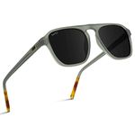 WearMe Pro Polarized Aviator One-Bridge Modern Square Mens Sunglasses, Moon Rock Grey / Black Lens, One Size