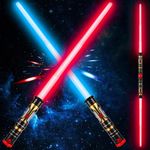 Light Up Saber 2-in-1, Led (3 Colors) Fx Dual Sword Set with Sound(Motion Sensitive) and Expandable Handle for Galaxy War Fighters and Warriors, Halloween Party, Kid, Birthday Presents