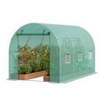 VEVOR Walk-in Tunnel Greenhouse, 9.6x6.4x6.2 ft Hoop House Greenhouse Tunnel, Plant Hot House with Galvanized Steel Frame, Green PE Cover, Roll-up Zipper Door and 6 Windows for Outdoor