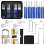 Lock Pick Set, Eventronic 17-Piece Lock Picking Tools with 2 Clear Practice and Training Locks for Lockpicking, Extractor Tool for Beginner and Pro Locksmiths