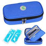 YOUSHARES Insulin Cooler Travel Case - Medication Diabetic Insulated Organizer Portable Cooling Bag for Insulin Pen and Diabetic Supplies with 2 Cooler Ice Pack (Blue)