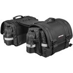 Allextreme 72L Motorcycle Saddle Bag with Rain Cover & Reflective Strips Polyester Multi Compartments Large Storage Capacity Saddlebags for All Sports Street Bikes (Black)
