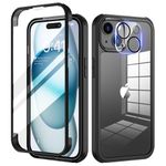 seacosmo for iPhone 15 Case, [Built-in 9H Tempered Glass Screen Protector with Camera Lens Protector] Shockproof Slim Cover iPhone 15, Full Body Protective Phone Cases for iPhone 15 6.1"