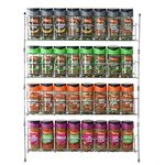 Vinsani 1/2/3/4/5/6 Tier Spice Racks Organiser - 4 Tier Flexible Herb Spices Condiments Jar Cupboard Wall Mounted Hanging Storage with Adhesive Stickers & Screws For Pantry Kitchen (Silver)