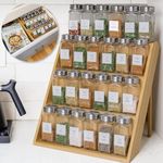 Trendy Trays Wooden Spice Rack Organizer for Kitchen Drawer, Cabinet, and Countertop - Premium Acacia Wood- 3 Tier Shelf & Anti-Slip Pads | No Bottle included