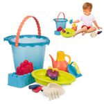 B. toys – Shore Thing – Large Beach Playset – Large Bucket Set (Sea Blue) with 11 Funky Sand Toys for Kids – Phthalates & Bpa Free – 18 M+