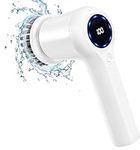 GRUTTI Electric spin scrubber cordless,Power Scrubber with 5 Replaceable Brush Heads and 2 Rotating Speeds,Portable Electric Cleaning Brush with led display for for Bathroom, Tub, Tile, Floor, Car