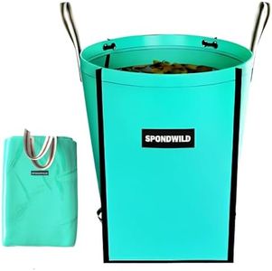 SPONDWILD 63 Gallon Reusable Yard Waste Bag - Durable PE Standable Lawn Leaf Bag with 4 Reinforced Handles, Collapsible Portable Garden Container for Leaves, Yard Waste, Garden Debris (Green)