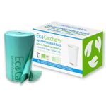 EcoCatchers Compostable Garbage Bags 49 Liter - 50 Wavetop Easy-Tie Non-Plastic Kitchen Trash Bags, 13 Gallon Biodegradable Compost Bags for Home Garbage Bin