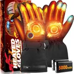 Heated Gloves for Men Women - Rechargeable 5V 5000mAh Battery Heated Gloves, Upgrade Electric Heating Gloves with Touchscreen & 3 Heating Levels for Winter Outdoor Work Skiing Hiking Camping