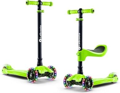 LaScoota 2-in-1 Kids Kick Scooter, Adjustable Height Handlebars and Removable Seat, 3 LED Lighted Wheels and Anti-Slip Deck, for Boys & Girls Aged 3-12 and up to 100 Lbs.