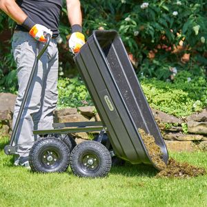 VonHaus Garden Dump Cart – 75L Tipping Wheelbarrow Wagon, 250kg Load