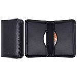 Genuine Leather Business Card Holder, Wisdompro 2-Sided Professional Folio Credit Name Card Organizer Wallet Case with Magnetic Shut for Men and Women, Ultra Slim and Thin - Cowhide Black