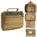 Tactical Toiletry Bag for Men, Hanging Dopp Kit Shaving Hygiene Bag for Traveling Bathroom Brown