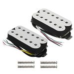 FLEOR Set of Alnico 5 Double Coil Humbucker Electric Guitar Neck & Bridge Pickup Alnico V Adjustable Pole Piece, White Color