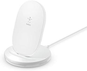 Belkin BoostCharge Wireless Charging Stand 15W (Qi Fast Wireless Charger for iPhone, Samsung, Pixel, More) - White