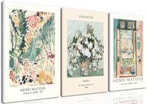 Hwetui Framed Sage Green Matisse Wall Art Set of 3 Vintage Vin Gogh Flower Market Posters Open Window Canvas Prints Abstract Aesthetic Artwork Painting Picture Decor for Living Room Bedroom 12"x16"