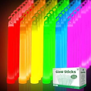 OMNISAFE 48 Ultra Bright Large Glow Sticks with 48 Black PE String, Multi Use Colourful 6 Inch Glowsticks for Parties, Camping, Emergency Glow Sticks For Blackout, Long-lasting Lighting Waterproof and