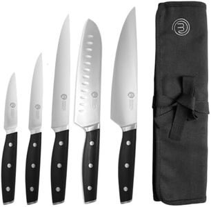 MasterChef Chef Knife Set with Bag, Knife Roll Set with 5 Professional Quality Kitchen Knives for Precision Home Cooking, High Carbon Stainless Steel Blades & Triple Riveted Handles