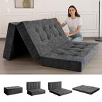 MAXYOYO Folding Mattress Double, 15cm Comfy Foldable Mattress with Chenille Fabric, Tri-Fold Floor Futon Sofa Bed for Guest, Foldable Topper for Camping