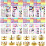 152 Pcs Paper Crowns for Kids Boys Girls Adults Princess Prince King, Classroom Crown, Birthday Party Hats with Gold Gem Jewels Number Letter Stickers, DIY Decor Favor Supplies
