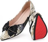 Hxlber Black Flats for Women Pointed Toe Bow Embroidery Ballet Comfortable Dressy Slip On Flat Shoes Size 10.5