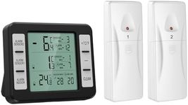 (New Version) AMIR Refrigerator Thermometer, Wireless Indoor Outdoor Thermometer, Sensor Temperature Monitor with Audible Alarm Temperature Gauge for Freezer Kitchen Home (Battery not Included)