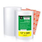 wanguagua 2 Pack 12 Inch x 72 ft Total Bubble Packing Wrap for Moving Boxes Shipping Cushioning Supplies Perforated Every 12”