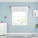 White Valance Curtains 18 inches Long Linen Textured Curtain Valance Toppers Kitchen Short Small Mini Living Room Bedroom Window Curtain Valances 1 Panel Rod Pocket 18"