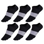 GINZIN 6 Pairs Toe Socks Running Five Finger socks No Show Crew Socks for Men (Black×6, 6-9)