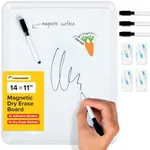 Dry Erase Board, 14"x11", White & Modern Frame, Includes 5 Markers - Ideal for Kids, Students & Home Office X-Bet Magnets