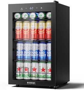 BODEGA Beverage Refrigerator Cooler, under counter fridge hold 120 cans, Built-in and Freestanding Beverage Cooler glass door, Stainless Steel Beverage fridge Beer Fridge Perfect for Beer, Soda, Water