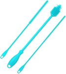 3pcs Straw Cleaner and Bottle Brush Set for Cleaning, Hanging Straw Pipe Brush Silicone BPA-Free Extra Long Drinking Bottle Cleaning Brush Reusable Cup Washing Accessories for Jars Tumblers (Blue)