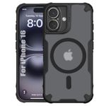 Enflamo Matte Shockproof Back Cover Case Compatible with Magnatic Designed for iPhone 16 | Ultra Hybrid Camera Bump Protection (Black)