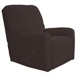 Greatime Recliner Stretch Sofa Slipcover Sofa Cover 4-Pieces Furniture Protector Couch Soft with Elastic Bottom Kids, Spandex Jacquard Fabric Small Checks(Recliner,Chocolate)