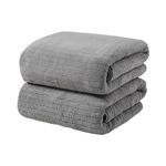 2 Packs Premium Microfiber Coral Velvet Highly Absorbent Towels Quick Dry Towel Set - Multipurpose Use as Bath Fitness, Bathroom, Shower, Sports, Yoga Towel, Strip Patterned Bath Towels (Grey)