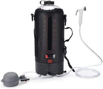 HappyPo Solar Camping Outdoor Shower Pump - Portable Shower Bag with Pressure Foot Pump with Temperature Indicator - Camp Water Equipment for Road Travel - Rinse Kit Portable Shower System